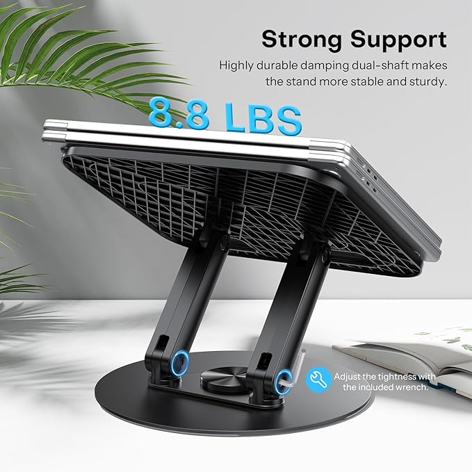 Soporte para Laptop OMOTON con Base Giratoria 360°, Negro miniatura 3