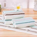 Pidada Hand Towels Set of 2 Striped Pattern 100% Cotton Soft Absorbent Decorative Towel for Bathroom (Green)