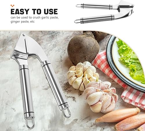 Miniatura 3 de Stainless Steel Garlic Press Manual Mincer with Peeler Handheld Kitchen Tool Easy-clean Crusher for Garlic Ginger and More