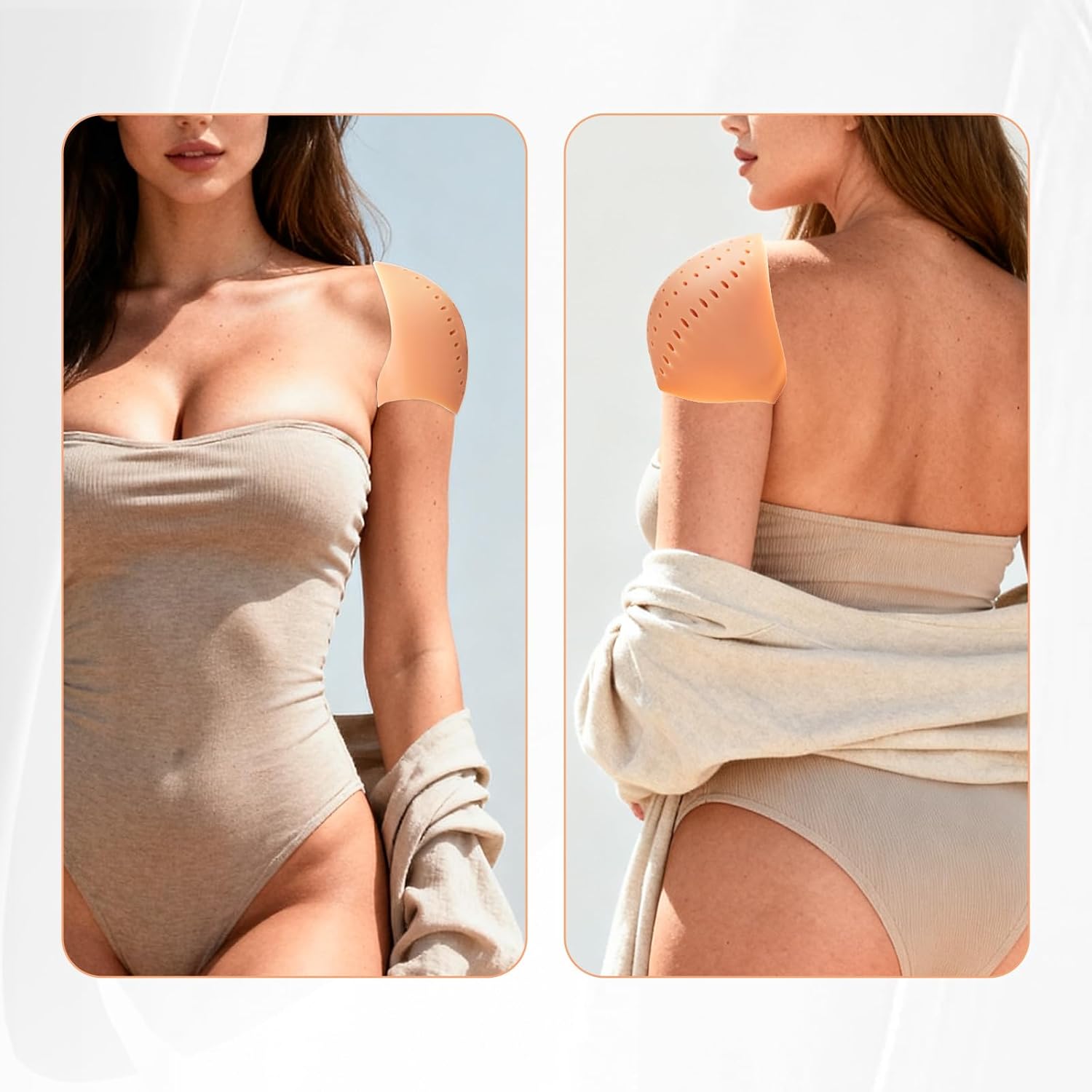 Silicone Shoulder Pads for Womens Clothing No Adhesive Required Reusable Anti-Slip Silicone Shoulder Pad Suits Dress