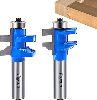 Flytuo 2PCS Ogee Rail and Stile Router Bits - 1/2 Inch Shank, Tungsten Cabinet Edged Door Woodworking Tools for Doors, Frames, Cabinets and More - Cutting Radius 3/8", Stock Up to 1"