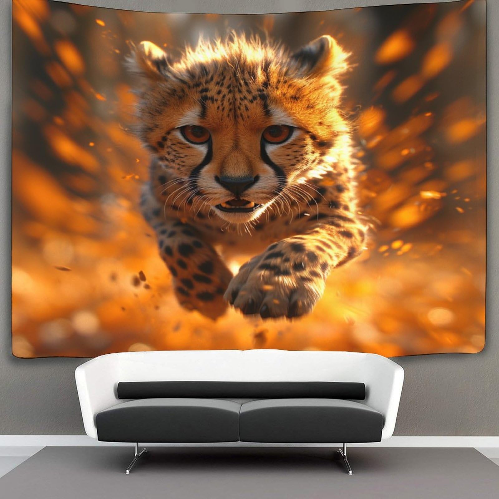kaiyun Cheetah Tapestry Wall Hanging Animal Wall Art for Living Room Bedroom Dorm 100cmx150cm
