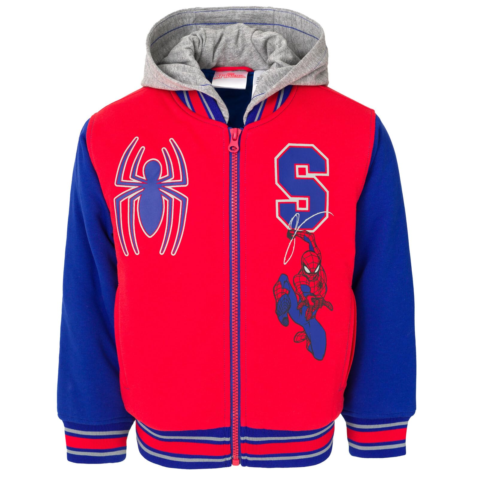 Marvel Spider-Man Boys' Varsity Hooded Bomber Jacket Toddler to Big Kid