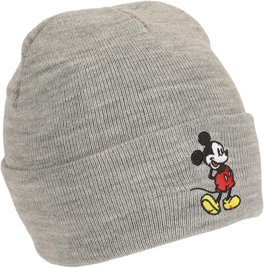 Mickey Mouse Mickey Embroidery Heather Gray Acrylic Knit Standard Cuff Beanie - Image 3