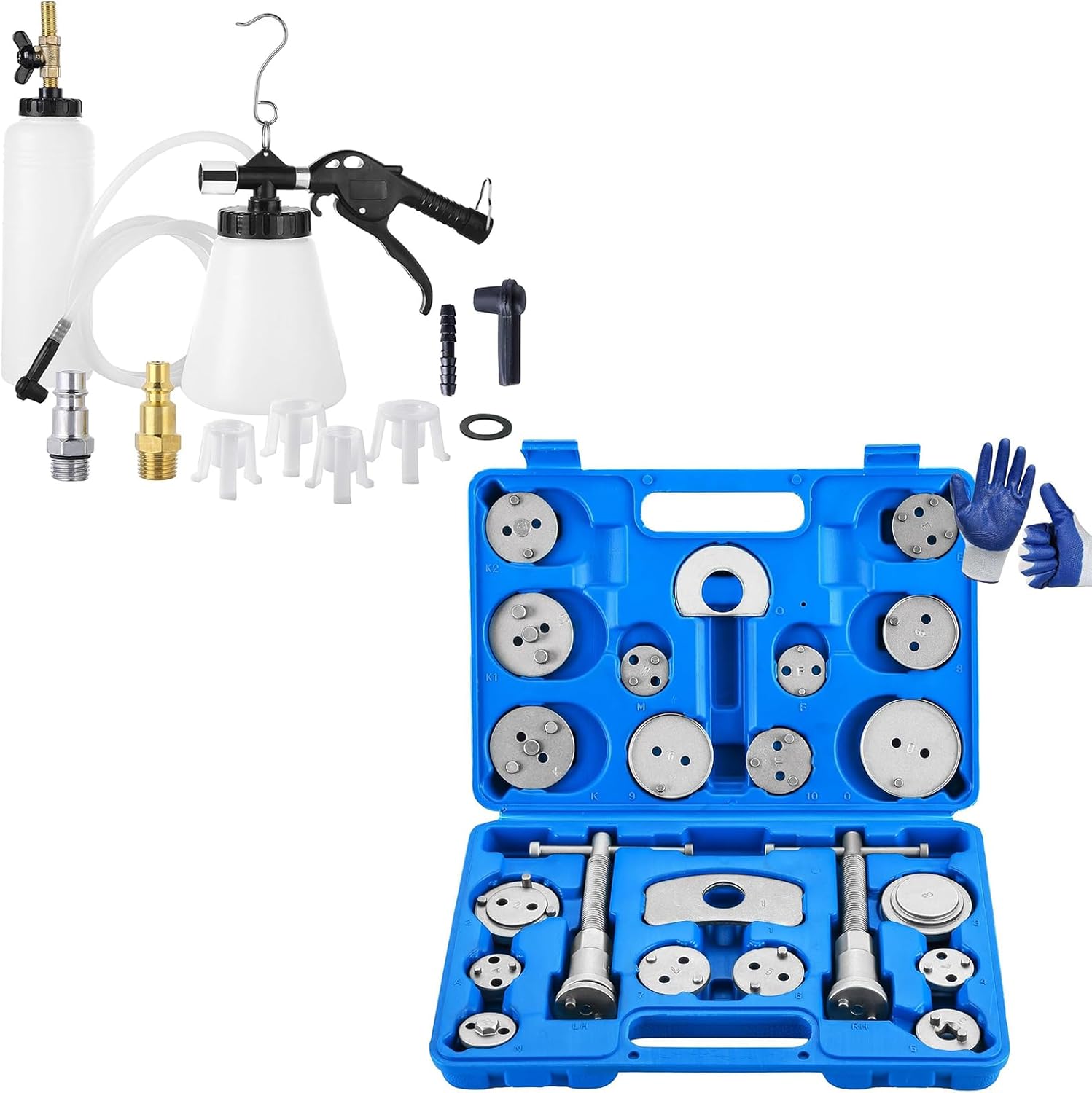 DASBET 24pcs Heavy Duty Disc Brake Caliper Tool & Pneumatic Brake Fluid Bleeder Tool