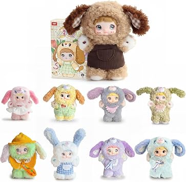 Nommi Blind Box, Cute Vinyl Face Plush Blind Box Figures,Nommi Puppy Diary Series Plush, Kawaii Collectible Figure Mystery Box for Gifts, Single Box 1 of 9 Possible Styles