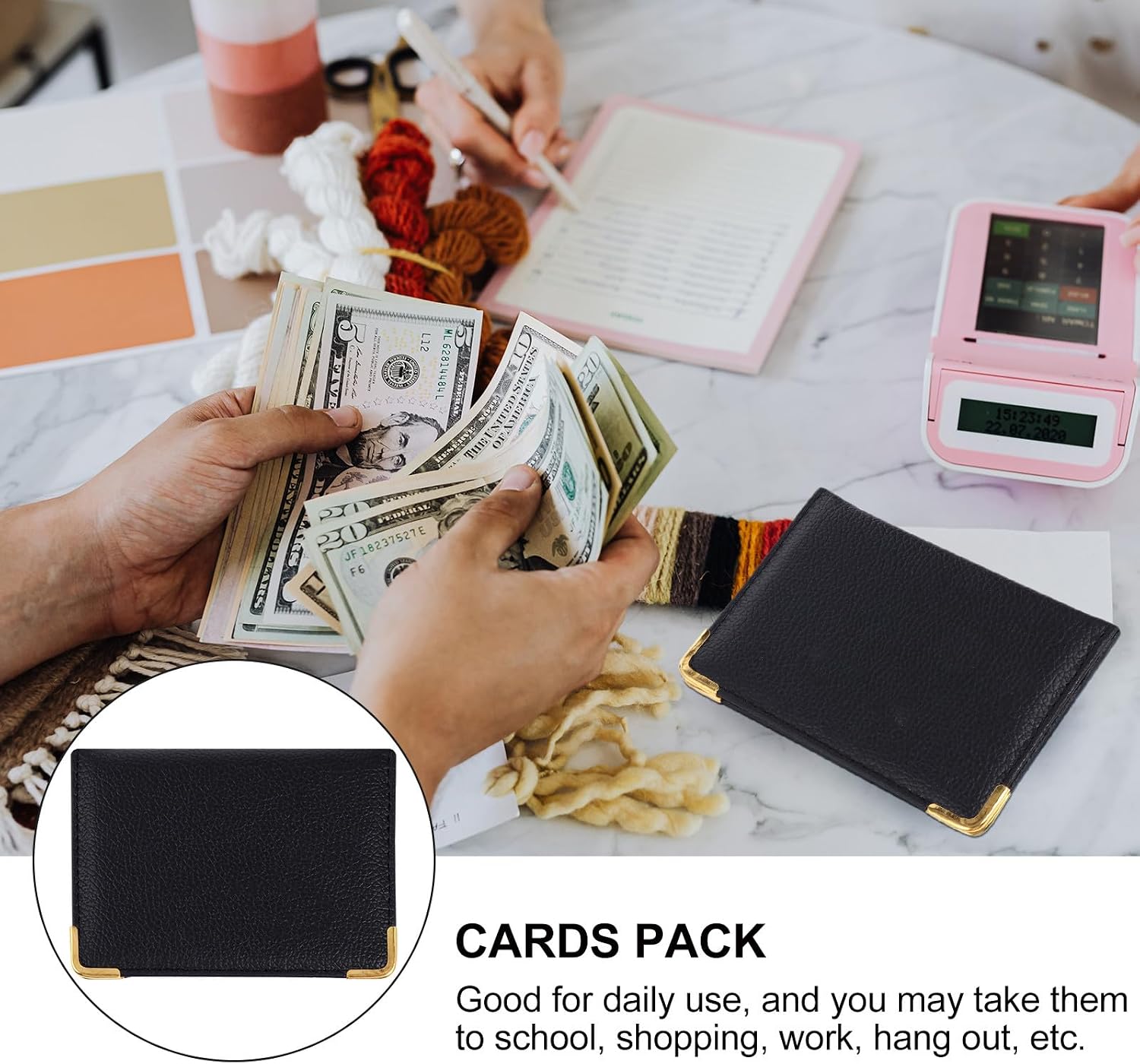 Pu Leather Id Card Holder Protective Sleeve, Credit Card Pack Wallet for Travel, Black Document Cover for Women