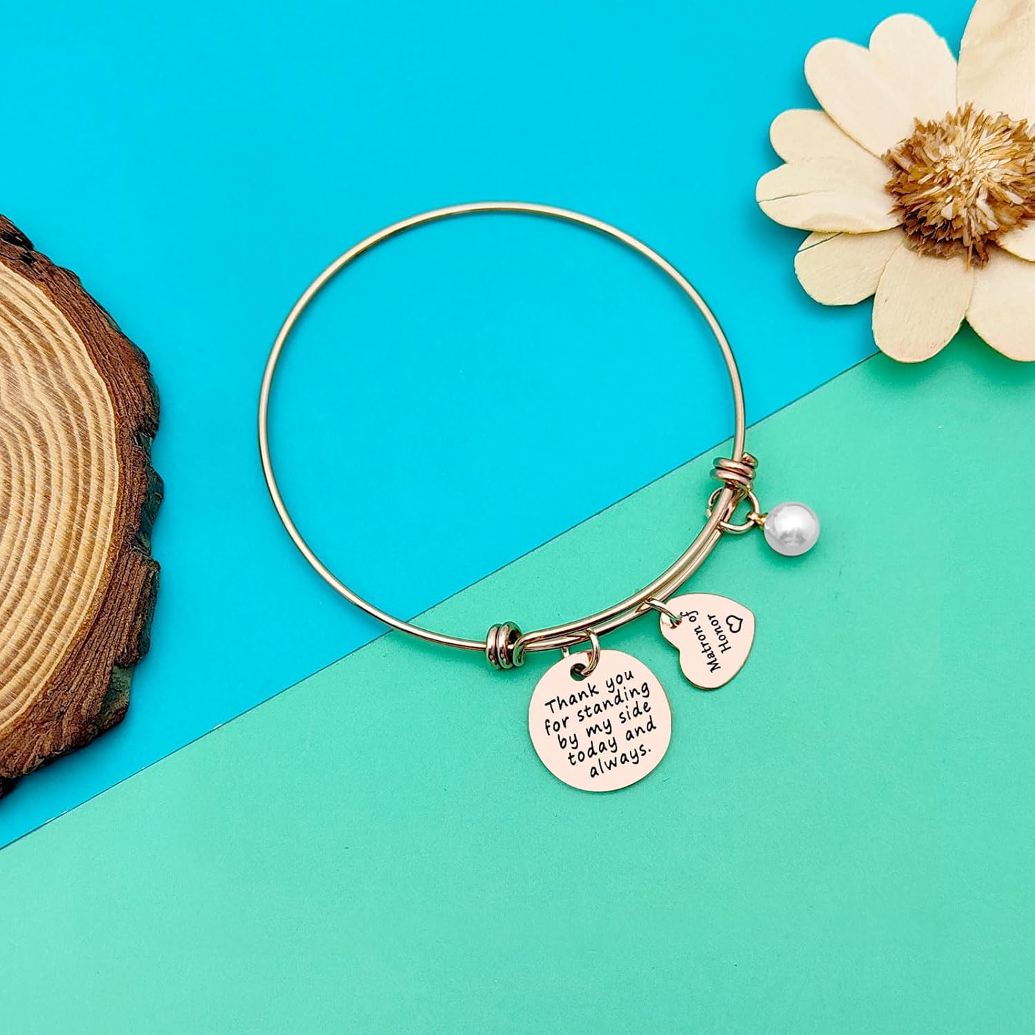 Dabihu Matron of Honor Bridesmaid Gifts from Bride Matron of Honor Proposal Gifts Wedding Gift for Best Friends Sister Wedding Party Gifts Rose Gold Adjustable Appreciation Gifts - Image 2