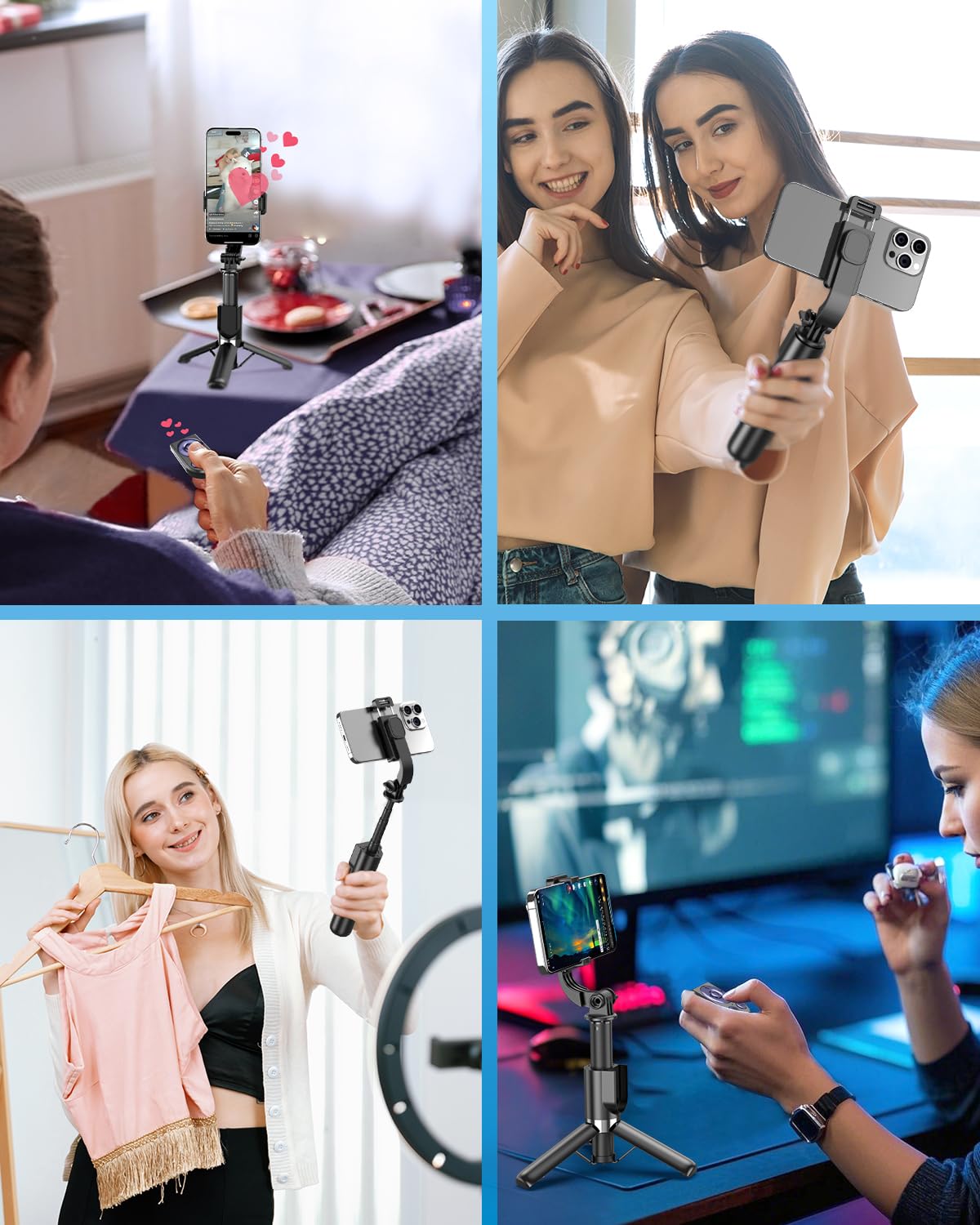 Yeaki Soporte de teléfono con control remoto para TikTok, trípode de 32 pulgadas para iPhone con girador de página, palo selfie de aluminio para iPhone/iPad/TikTok Vlog grabación de video