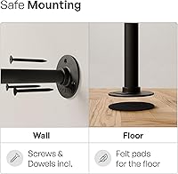 Vista 5 de pamo Perchero industrial para ropa de tubería de metal, capacidad de 390 libras, percheros montados en la pared para colgar ropa - KIM II EDGE