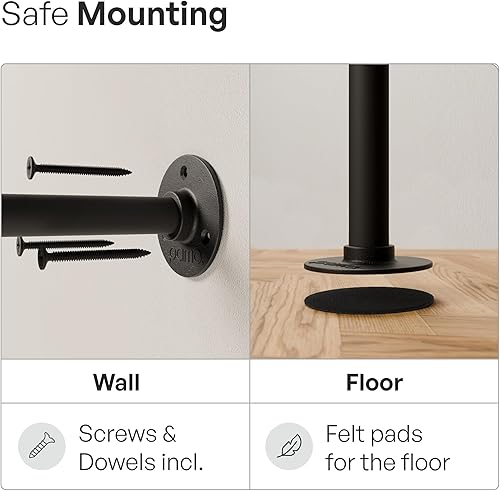 Miniatura 5 de pamo Perchero industrial de tubería metal negro - Percheros montados en la pared para colgar la ropa - Modern walk in closet - KIM IV DOUBLE black