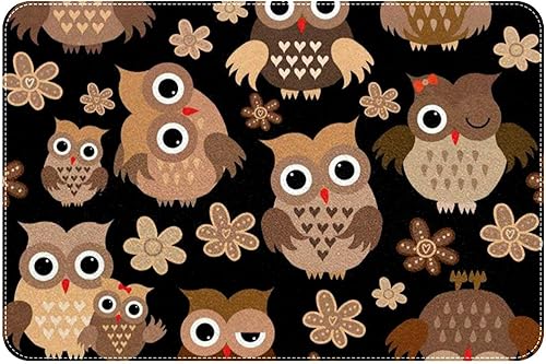 Lindo búho marrón y flor, tapete duradero para puerta delantera, antideslizante, absorbente, resistente a la suciedad, para decoración del hogar, 24
