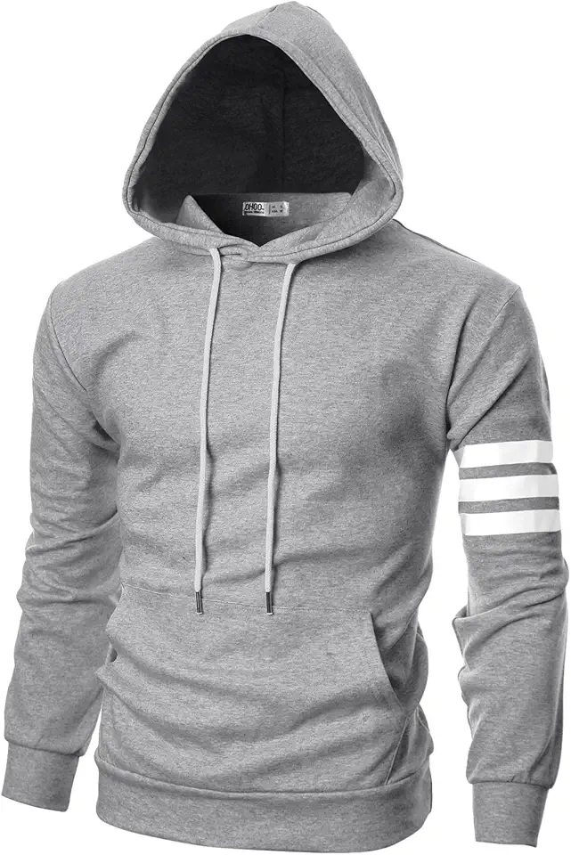 Ohoo Mens Slim Fit Basic Pullover Hoodies Sweatshirt Lightweight Long Sleeve with Kanga Pocket