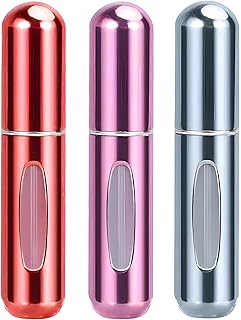 علبة عطر قابلة لاعادة الملء - زجاجة بخاخ محمولة مريحة للكولونيا والزيوت العطرية مع نظام قفل امن ونافذة شفافة لمراقبة الحجم (3 قطع)