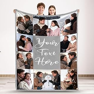 Ships Next Day Custom Blanket with Picture Text, Personalized Photo Throw Blankets Customized Flannel Blanket Gifts for Couple Adult Kid Mom Dad Christmas Birthday