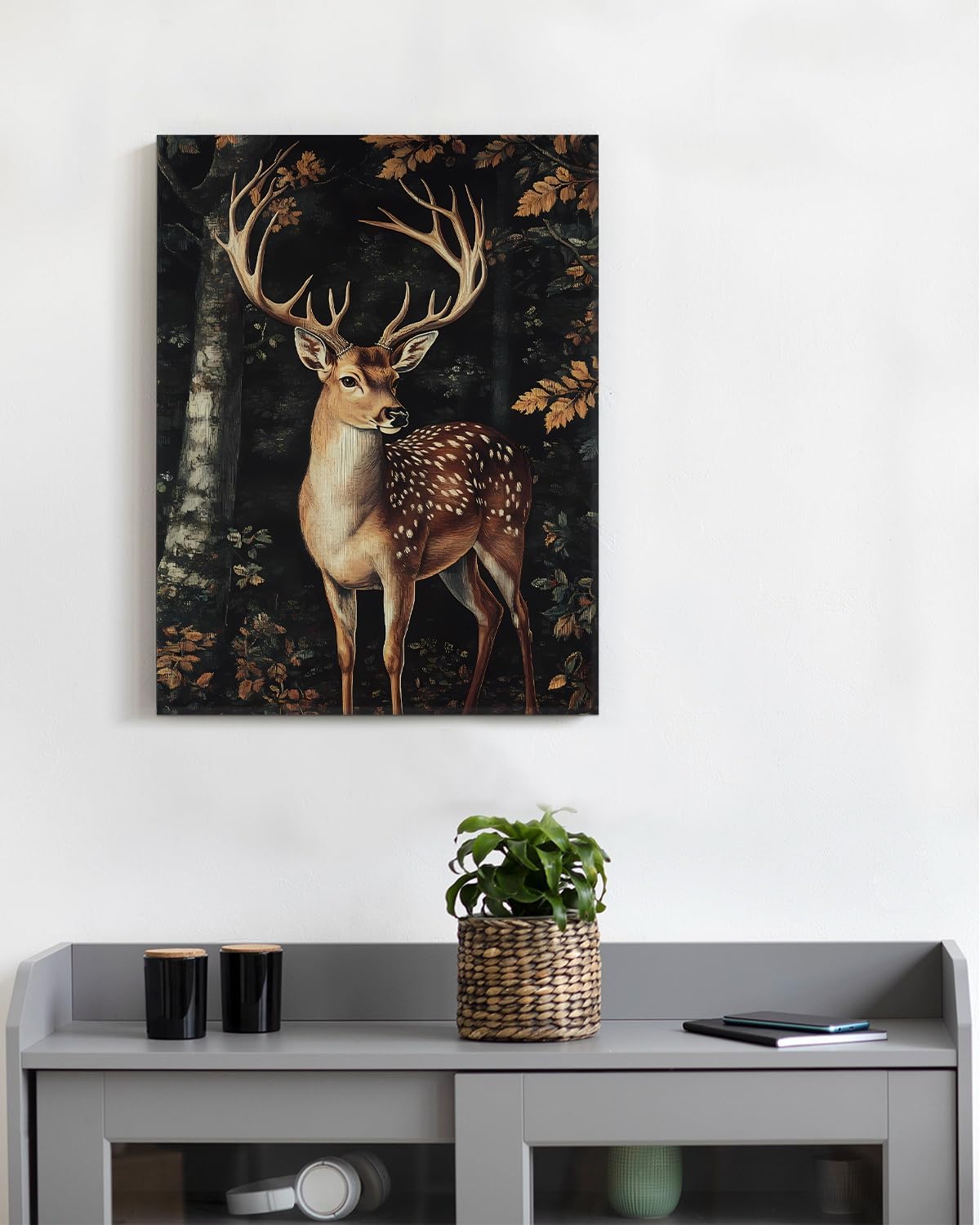 Aesthetic Deer Rustic Wall Art Decor Cottagecore Deer Picture Canvas Print Poster Dark Academia Framed Painting Wall Decoration for Home Farmhouse Living Room Bedroom Decor 11x15 Inch - Image 5