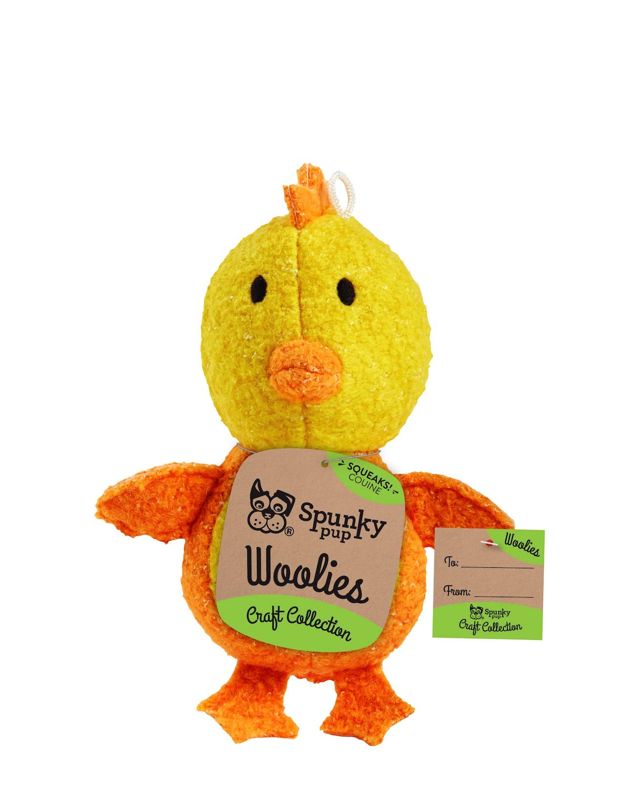 Spunky Pup - Woolies - Chicken Plush Dog Toy - All Ages - Yellow - Birds - 2.5 Inches