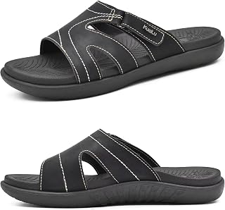 Womens Fashion Orthotic Slides Ladies Lightweight Athletic Yoga Mat Sandals Slip On Thick Cushion Slippers Sandals With Comfortable Plantar Fasciitis Arch Support