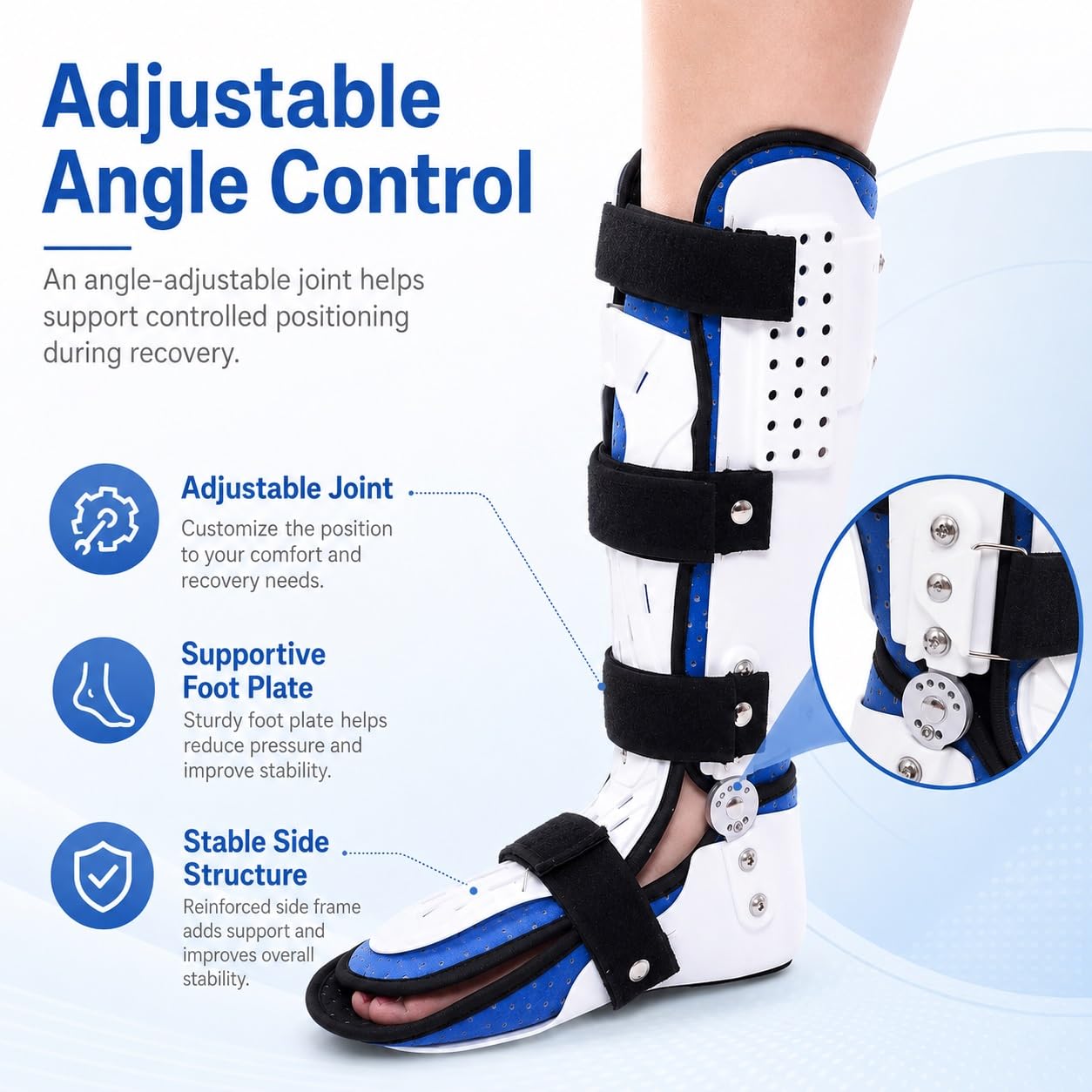 Generisch Orthopädischer Gehschuh, für Sport und tägliches Gehen, mit verstellbaren Riemen, Modell CJDW1138 (Right M)