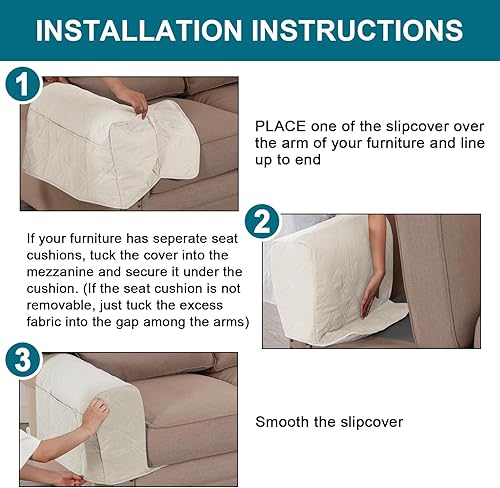 Miniatura 6 de Turquoize Fundas impermeables para reposabrazos para sillas y sofás, fundas para reposabrazos de sofá con bolsillo lateral, protector de muebles