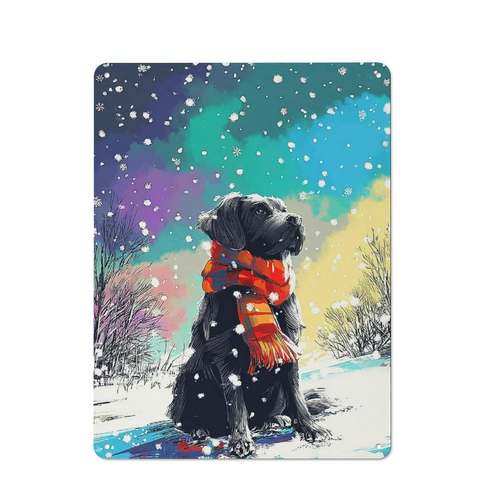 Junmoney Winter Wonderland Dog Tin Wall Plaque 40X30cm With For Man Cave Or Games Room, For Garage, Workshop And Man Cave Decoration