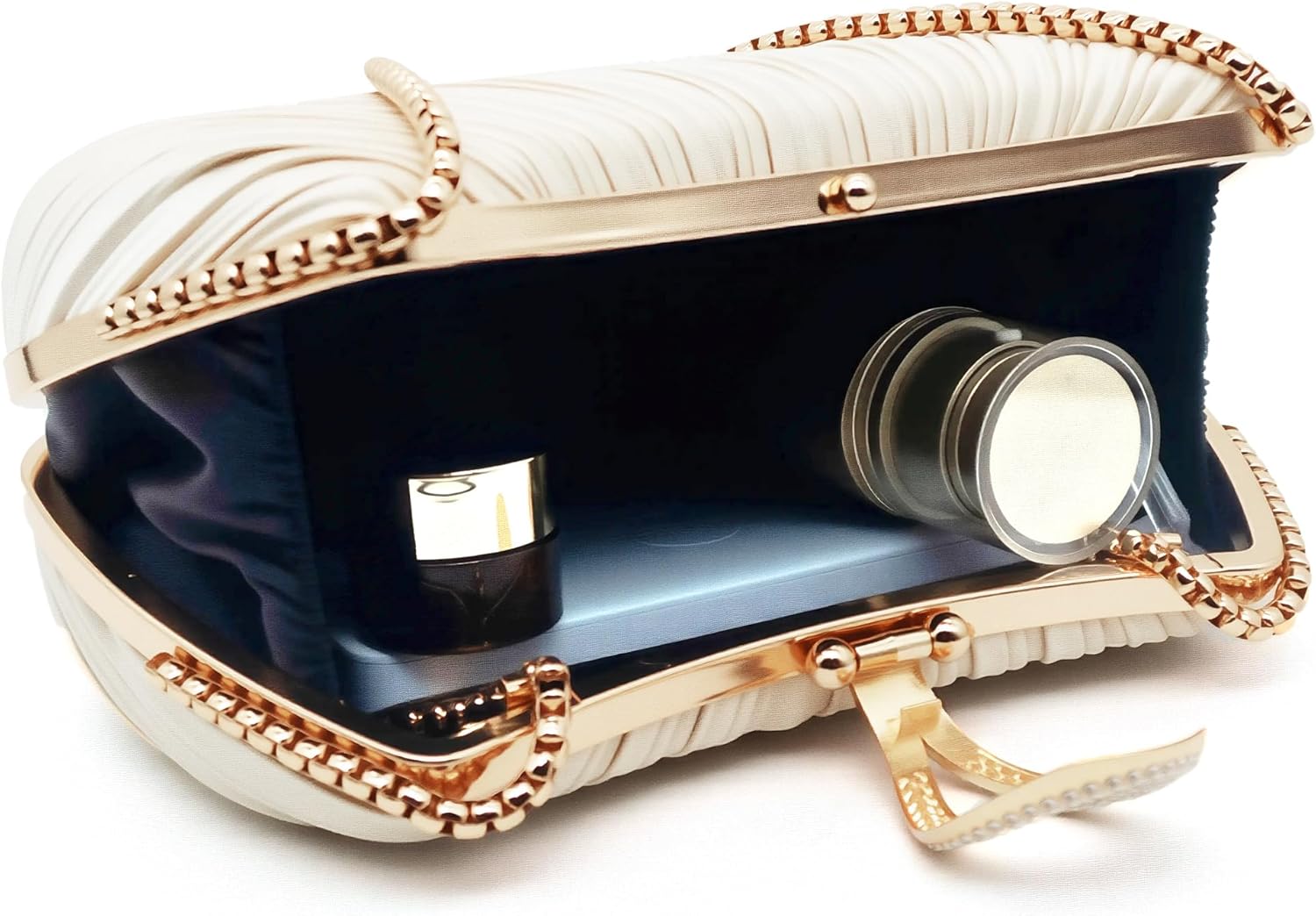 Fozehlad Elegant Clutch Purse for Women Formal, Pleated Satin Evening Clutch for Wedding Prom Nights, Cocktail& Parties