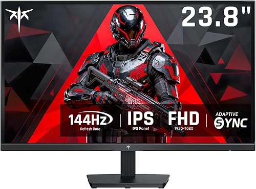 KTC Monitor de computadora de 24 pulgadas, monitor de juegos de oficina FHD 144Hz, IPS, sincronización adaptativa, puerto HDMI y DP, relación de