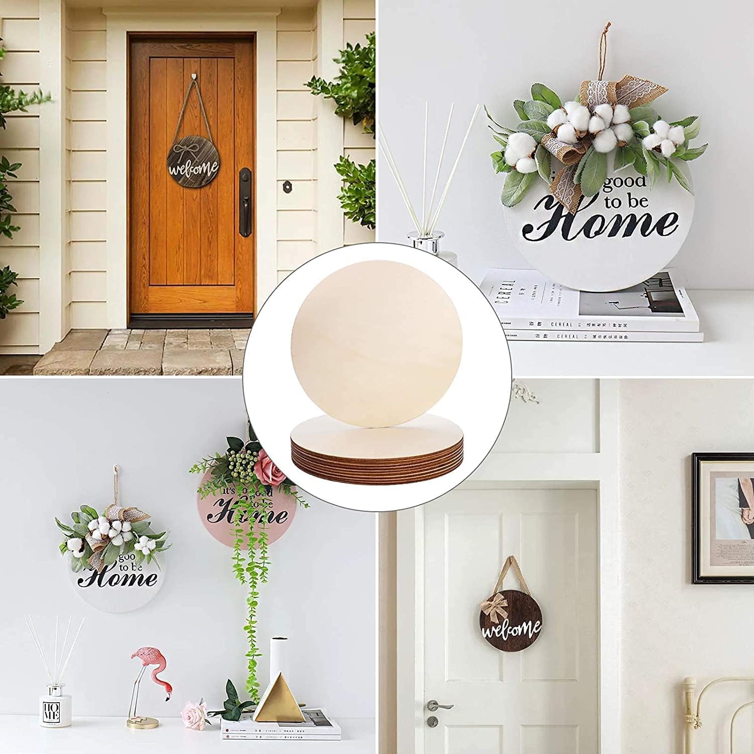 22 Pieces 12" Inch Round Wood Discs for Crafts, Unfinished Wood Circles Wood Rounds Wooden Cutouts for Crafts, Door Hanger, Door Design and Wedding Decorations…