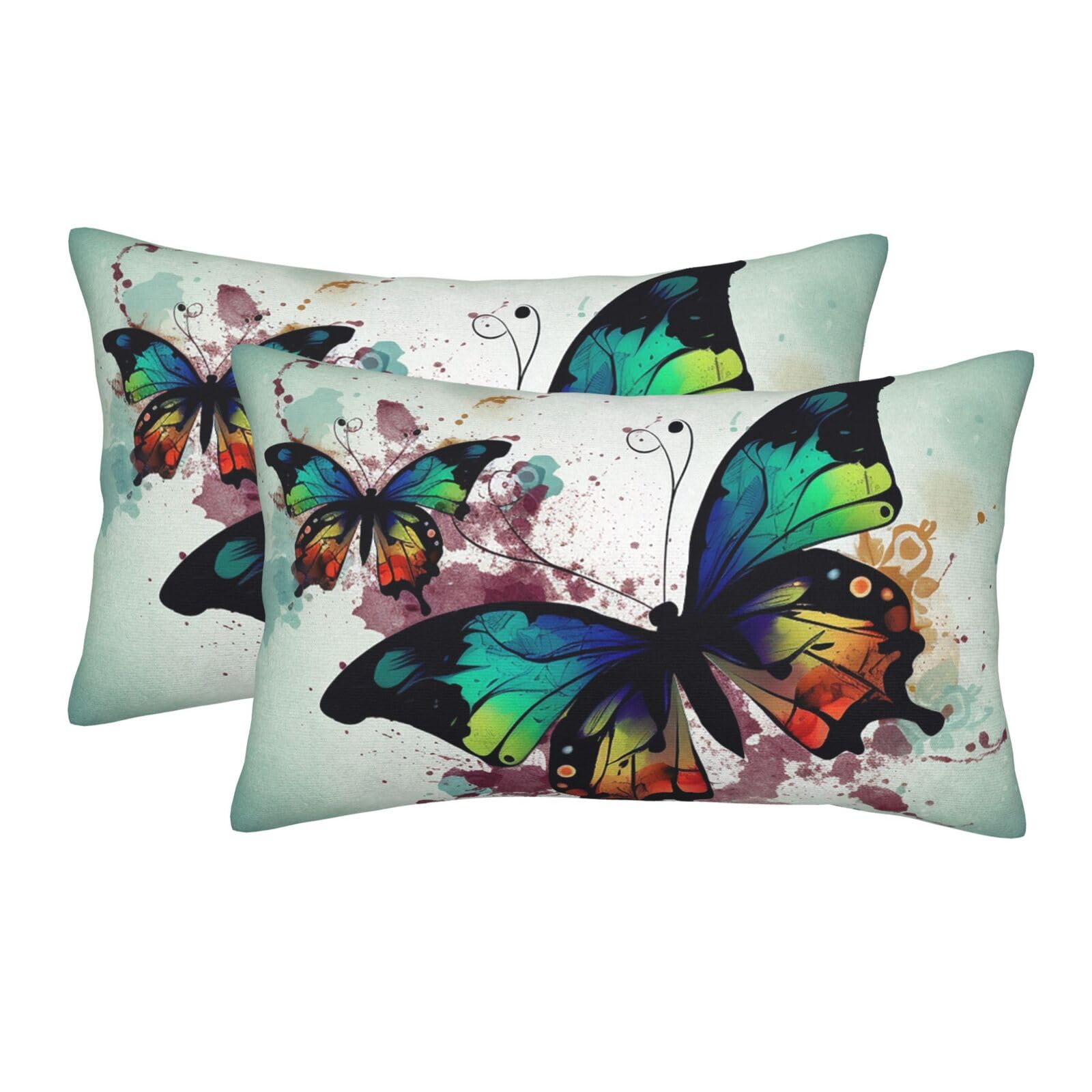 2 Pack Pillow Cases with Hidden Zipper, Soft Breathable Pillow Covers for Hair and Skin, Artistic Butterfly Pillowcases 20"x30" Bed Pillow Protectors Cover for Sleeping Gifts