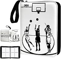 Vista 1 de Carpeta de tarjetas de baloncesto – Álbum de tarjetas de intercambio de 4 bolsillos de capacidad para 400 unidades, carpeta con 3 anillos, piel