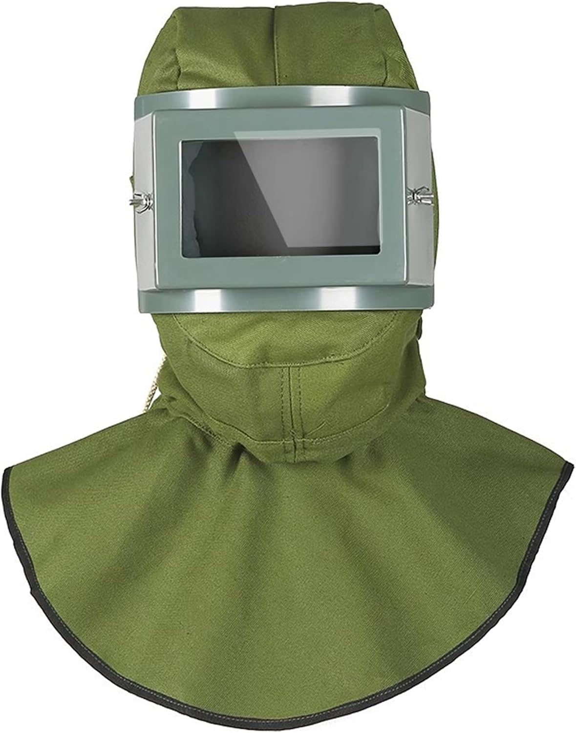 Protective Visor, Sandblasting Hood Dust Hood Green, 27cm Replaceable Square Pc Visor, Abrasion-resistant Sandblast Helmet For Industrial Dust, Sand & Debris Protection