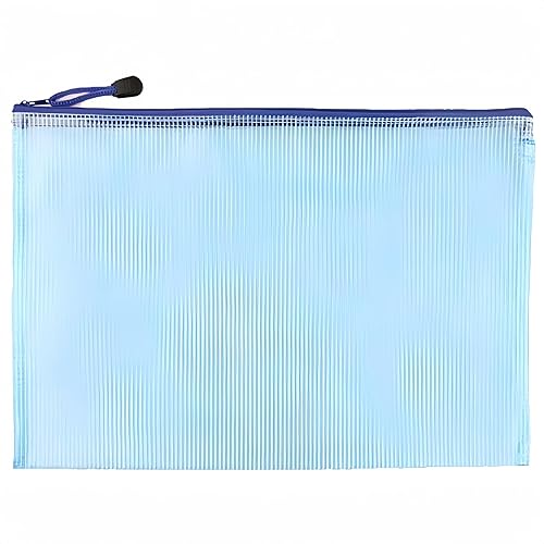 Boxonly Carteras de plástico A5 con cierre de cremallera, de malla, para documentos, carpetas de documentos, bolsillos de plástico, con cremallera,