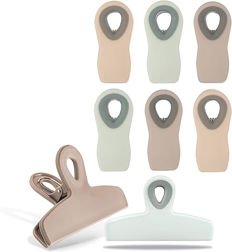 Miniatura 6 de COOK WITH COLOR Clips para bolsas – Clip de chip resistente y clips magnéticos para refrigerador para almacenamiento de alimentos con agarre Gris