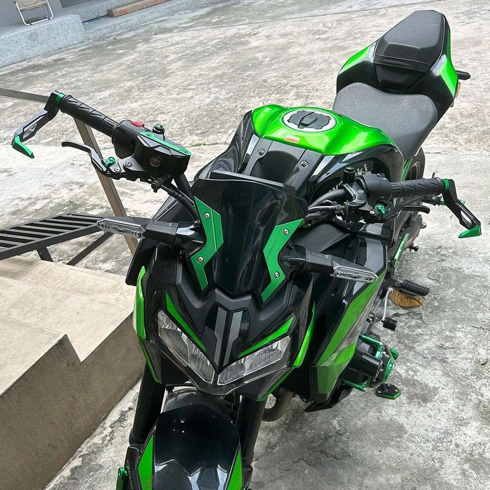Protezione Manubrio Moto Accessori per Kawasaki Ninja 650 Ninja650 Z650 2017-2024 2025 Protezione Mani Tappo Manubrio Moto Freno Frizione Leva Guardia in Alluminio (Verde)