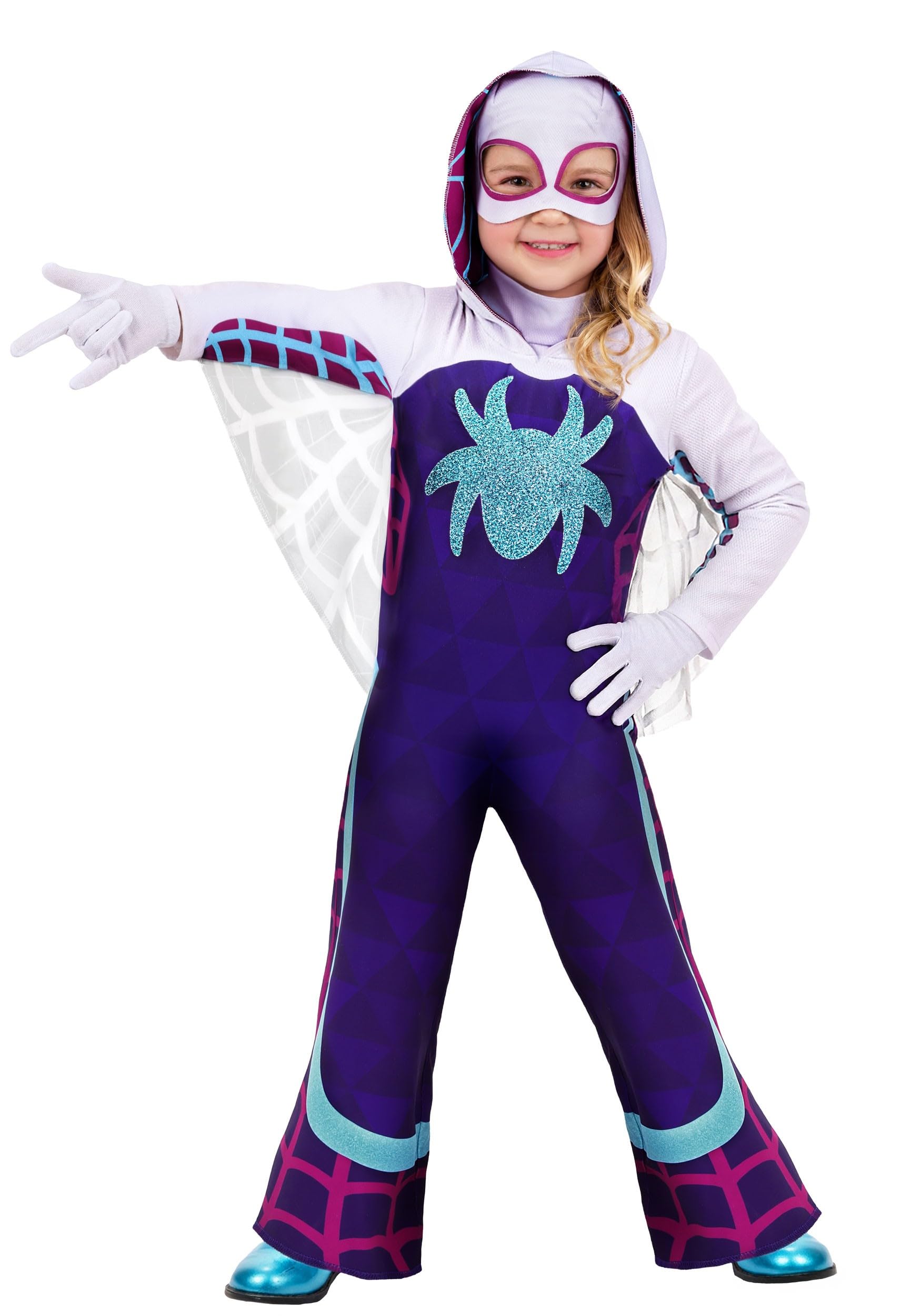 Toddler Deluxe Marvel Ghost-Spider Costume, Spider-Gwen Halloween Costume for Girls