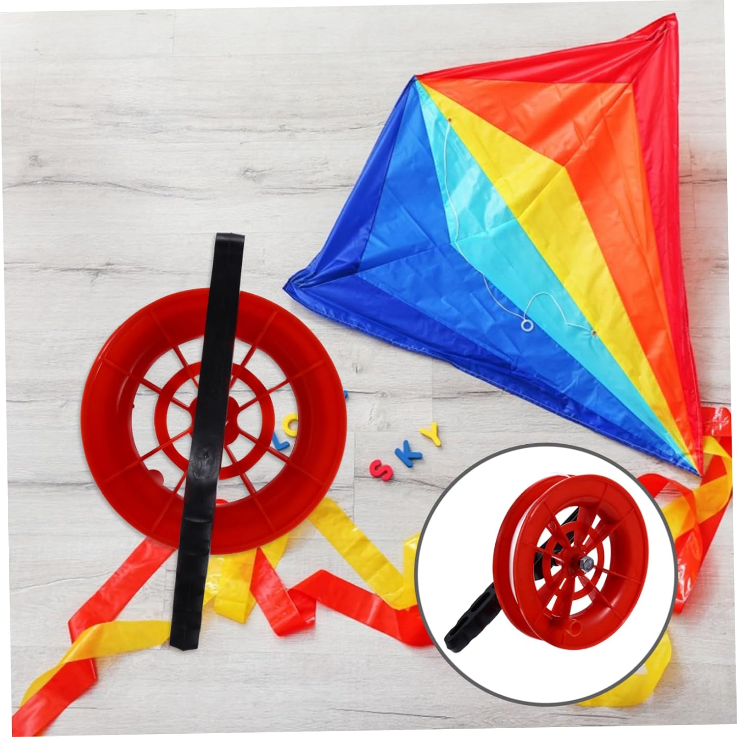 KOMBIUDA 2pcs Kite Winder Tool Abs Plastic Grip Wheel with Line Lightweight Kite Accessories for Outdoor Flying for Adults