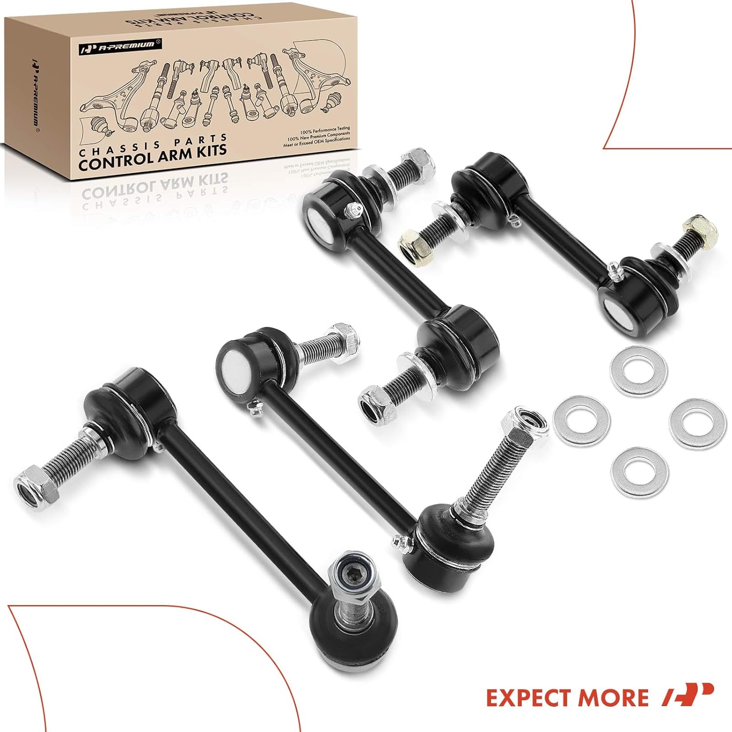 A-Premium Set of 4, Front & Rear Sway Bar Links Kit Stabilizer Bar Links, Compatible with Toyota Tacoma 2005-2013