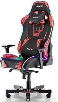 Clutch Chairz Throttle Series Pewdiepie Edition LED Gaming Chair - Premium Ergonomic Design, Lumbar and Head Support Pillows - Black/Red