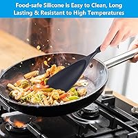 Vista 2 de Cuchara de espátula de silicona multifuncional, juego de utensilios de cocina de alta calidad para cocinar, hornear y servir, cucharón de silicona