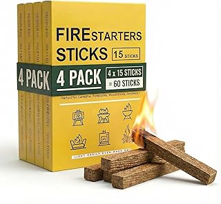 Natural Fire Starter for Fireplaces: Quick Start Fire Starters Sticks for Grills Campfires Indoor & Outdoor Firepit BBQ Wood Stove - Odorless Charcoal Firestarter Blocks 60 Count