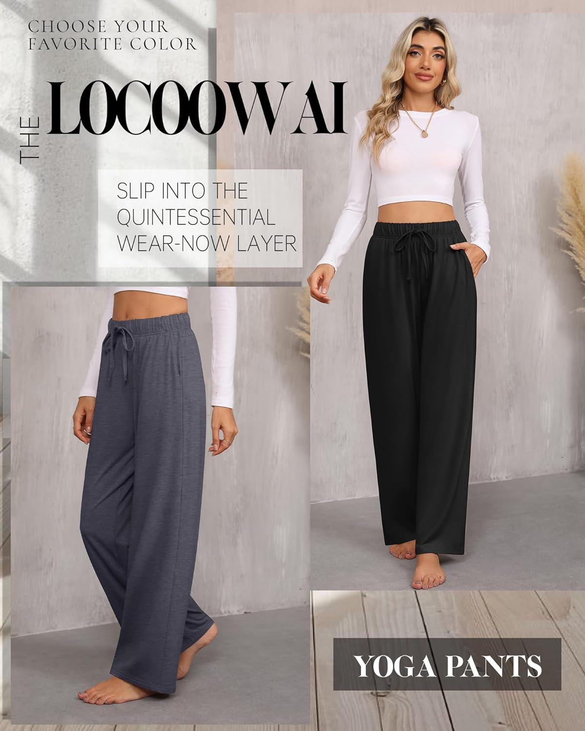 3 Pack Women's Wide Leg Sweatpants Yoga Workout Jogger Pants High Waist Drawstring Straight Trousers with Pockets - Image 4