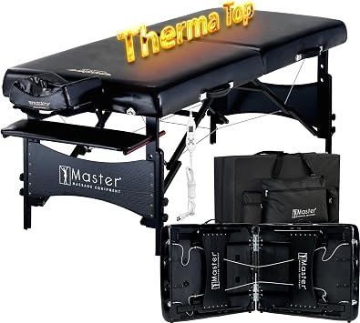 Massage 30 Galaxy Therma Top Portable Massage Table for Professional& Home Use, Adjustable Height Travel Massage Bed, Salon Beauty Spa Tattoo Lash Bed with Accessories Black