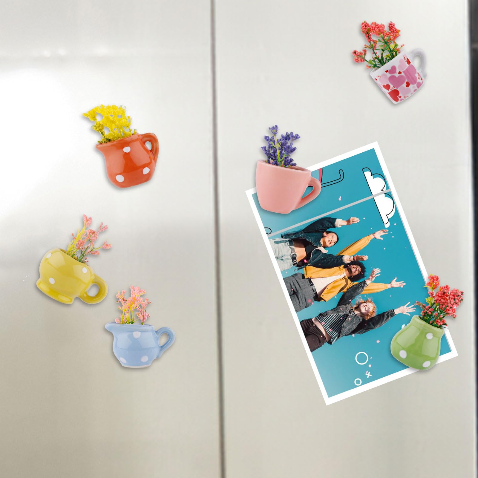 5-Pack Cute Ceramic Mini Vase Fridge Magnets - Tiny 3D Plant Magnets For Kitchen, Office, Locker Decor