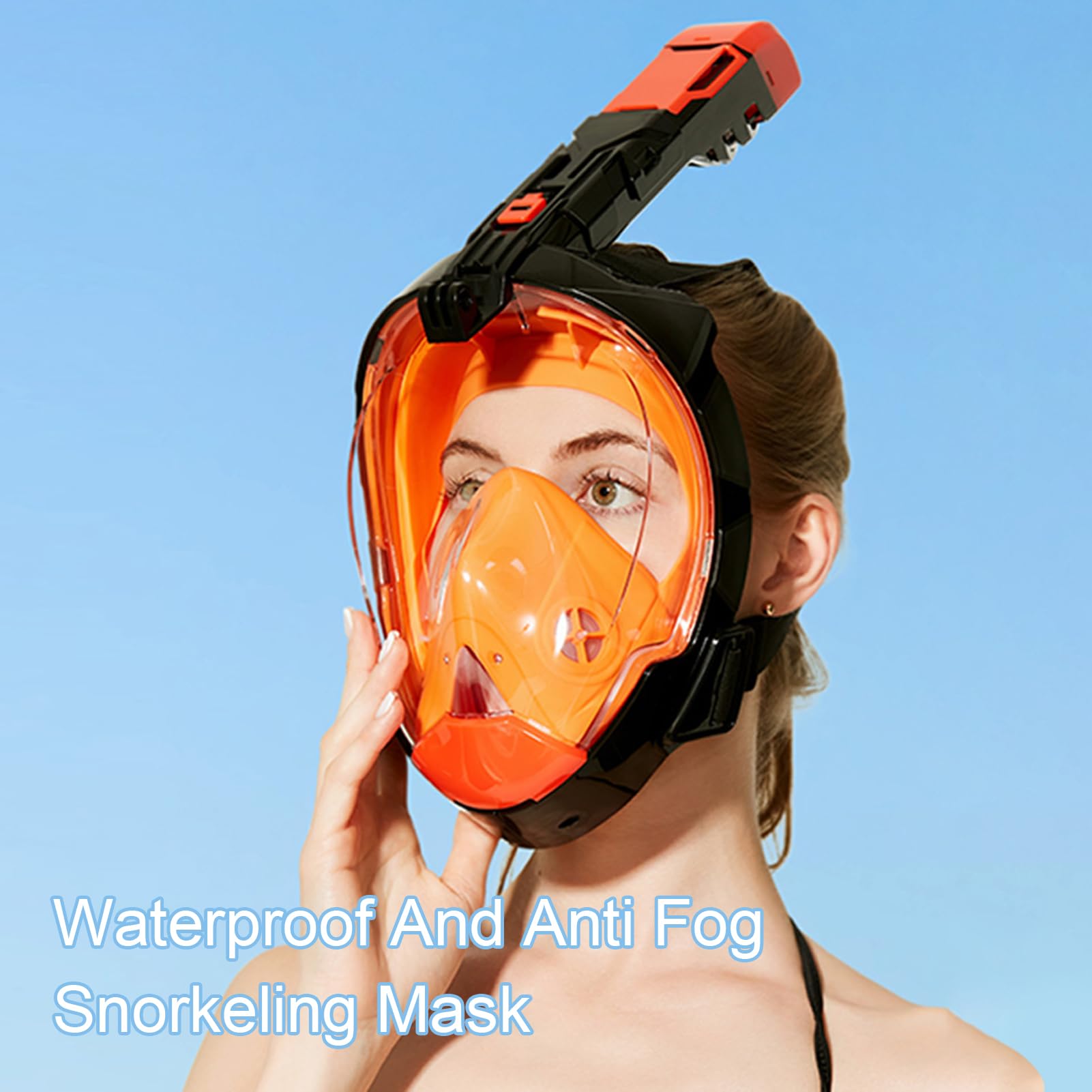 Máscara de Snorkel de Cara Completa Vista Panorámica 180° Respiración Seca Visión Clara para Adultos Equipo Snorkel Negro S/M/L/XL (S/M)