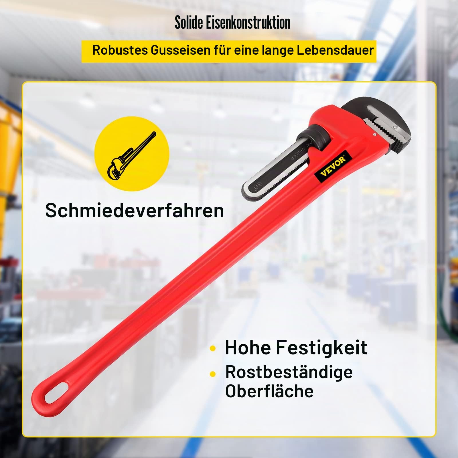 VEVOR Rohrzange Crimpzange Presszange 1295 mm, Stahl Rohrzange, Einstellbares Klempnerwerkzeug für Spüle, Wasserhahn, Toilettenschüssel, Bad, Küche, Abfluss, Reparatur, Installation