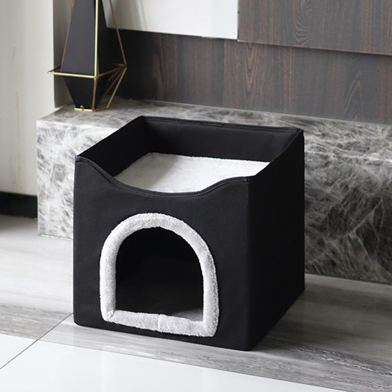 Cubo pieghevole per gatti, casa a pieghevole per cani, canile decorativo | per animali domestici, accessorio doppio strato, casa a per gatti
