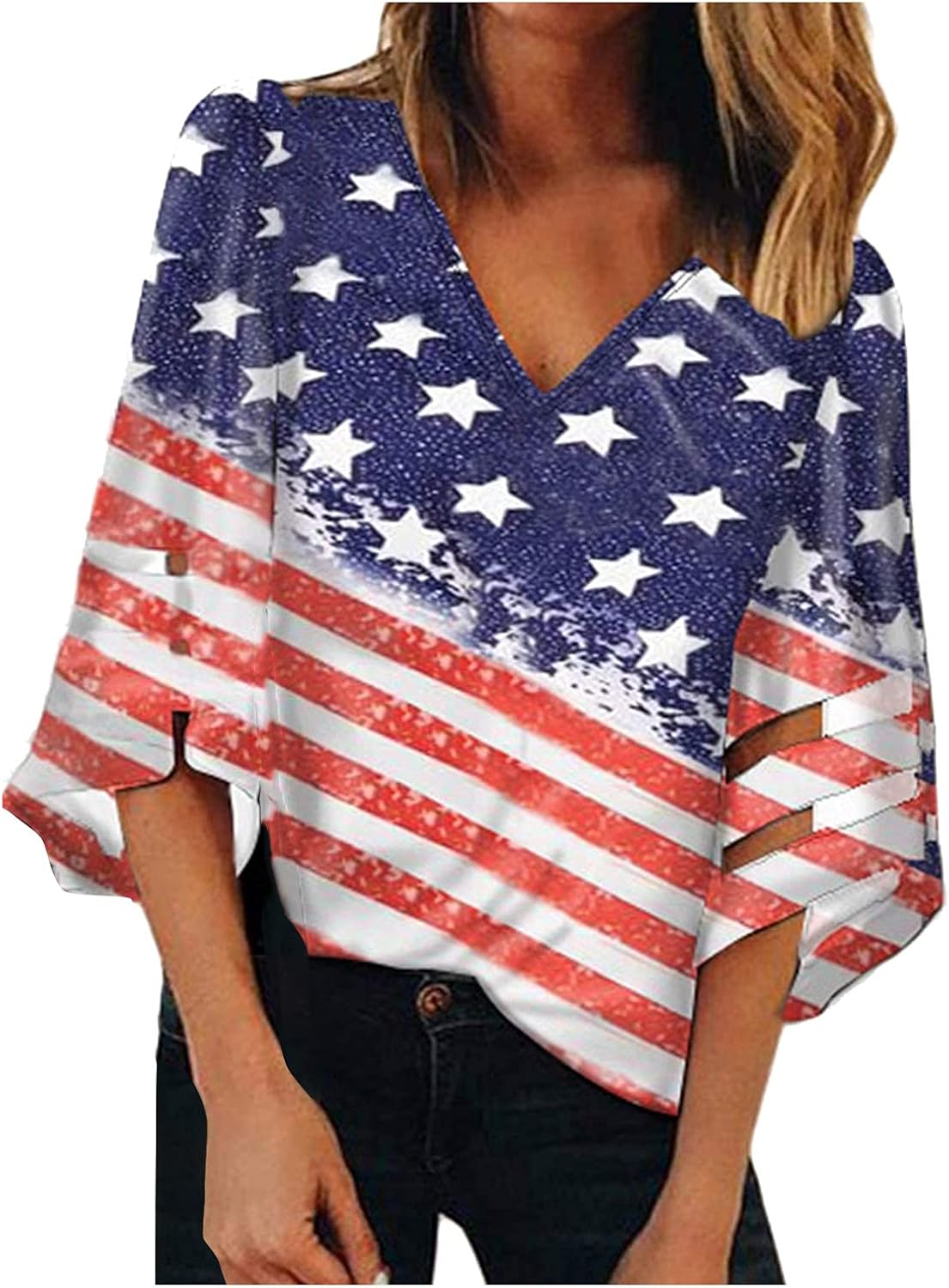Amazon.com: Independence Day Shirt for Women Tops,Women's Summer Half Sleeve Shirt Mesh Panel