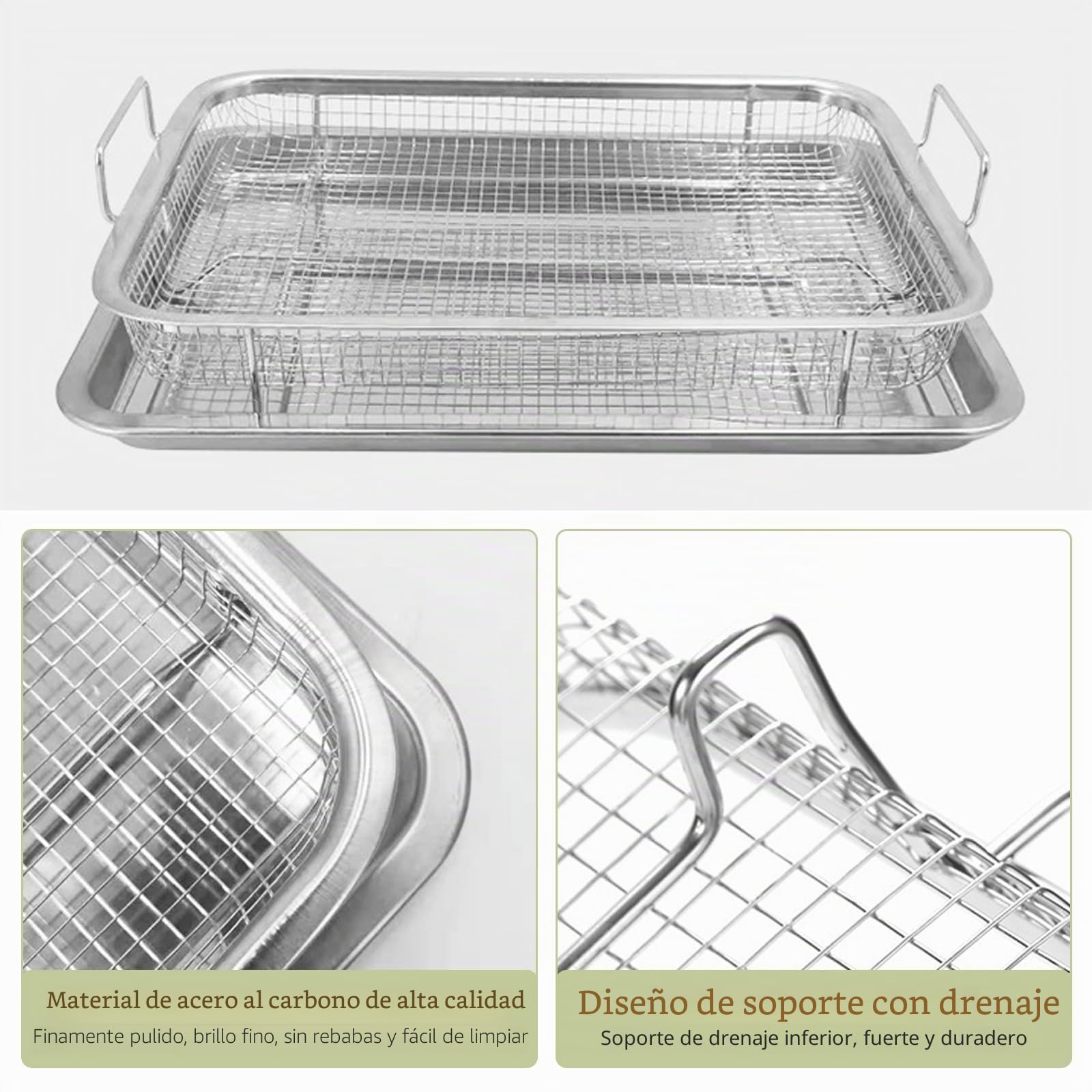 Bandeja de horno con rejilla de enfriamiento, 29 x 39 x 6 cm, acero inoxidable, bandeja para hornear y rejilla para tartas, menos pegajosa, cesta para hornear galletas, parrilla y refrigeración, apta