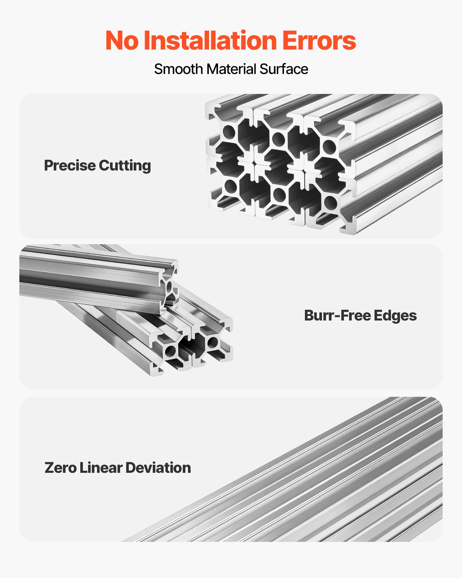 VEVOR Profil aluminiowy 2020, 6 sztuk, anodowany profil aluminiowy, 2000 mm, europejski standardowy rowek w kształcie litery T, do podwozia do drukarki 3D, maszyn CNC, mebli, stołu warsztatowego