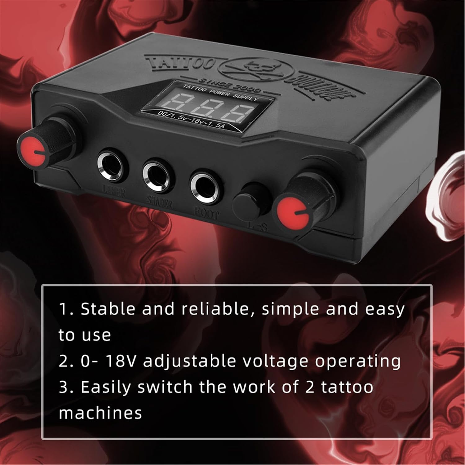 Rotary Tattoo Pen Kit Complete Tattoo Machine Set Zinc Alloy Tattoo Pen Dual Output Power Supply 6500RPM Clip Cord Connection for Beginners and Professional Artists,Black